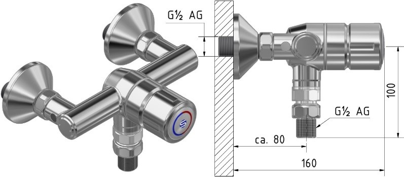 SaniMisch AP für Brauseschlauch 1/2'